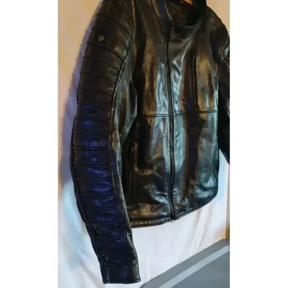 Harley Davidson Mens Ozello Perforated Slim FitLeather Jacket Black 98006-20VM Jackets & Coats